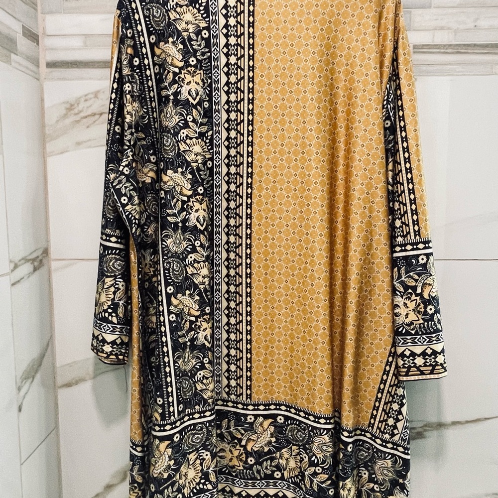 Lilly Women’s Boho Maxi Dress 3/4 Sleeve Mustard Black Floral 4XL Western comfy - Picture 9 of 12